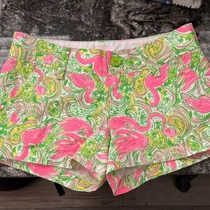 Lilly Pulitzer Neon Pink & Lime Paisley Flamingo Shorts